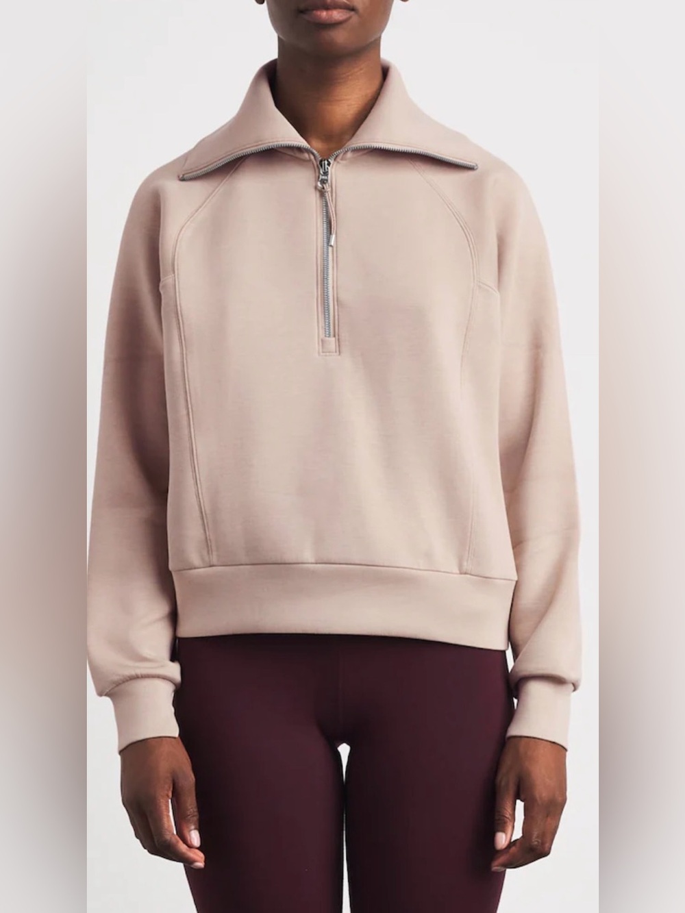 SPANX - Airessentials Dune Color Long Sleeve Half Zip Lightweight Sweatshirt Med